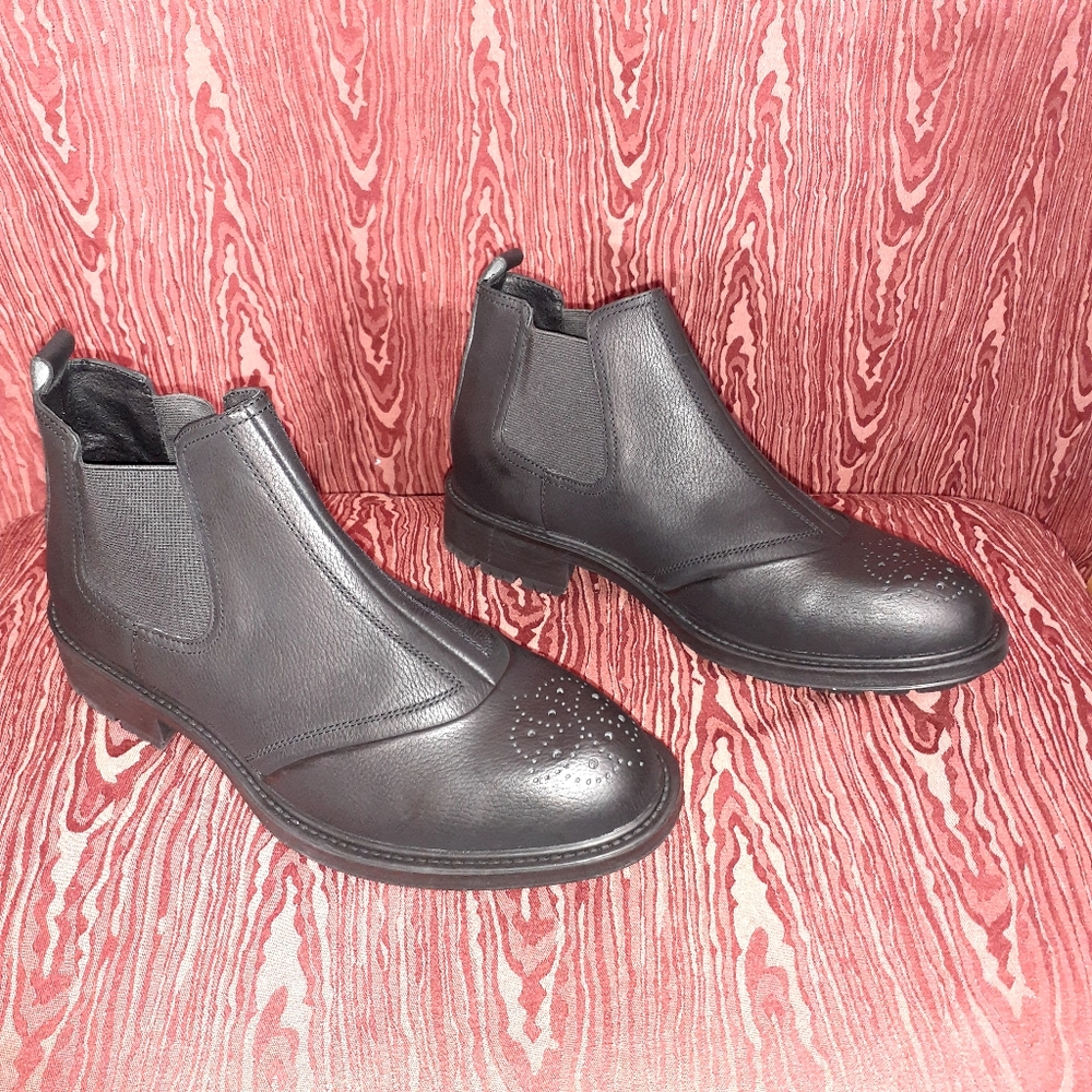 MATT & NAT Men's Low-Heeled High-Top Leather Stylish Chelsea Casual Boots